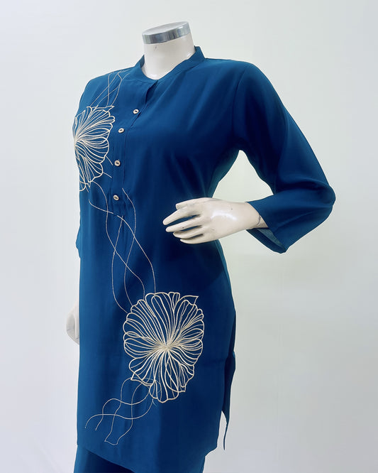 Midnight Bloom Embroidered Co-ord Set