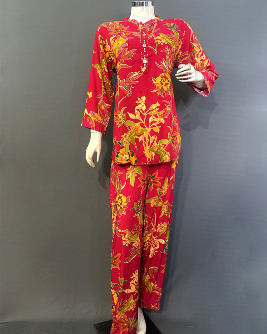 Sunrise Garden Floral Rayon Co-ord Set
