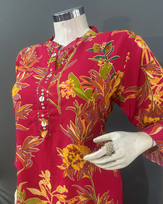 Sunrise Garden Floral Rayon Co-ord Set