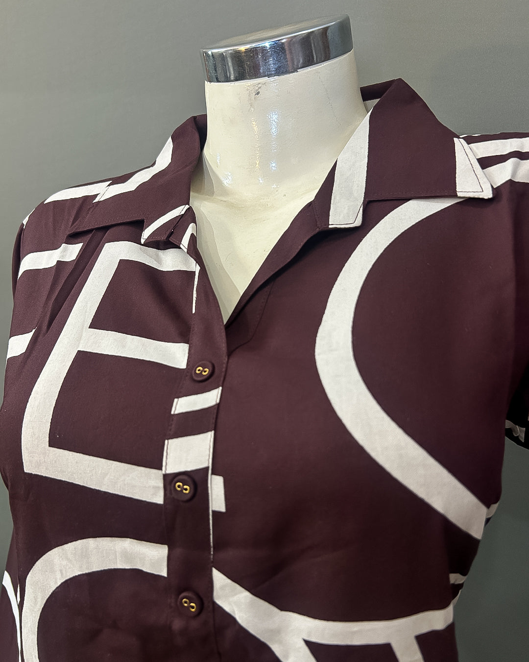 Urban Script Deep Co-ord Set (Maroon Rayon)