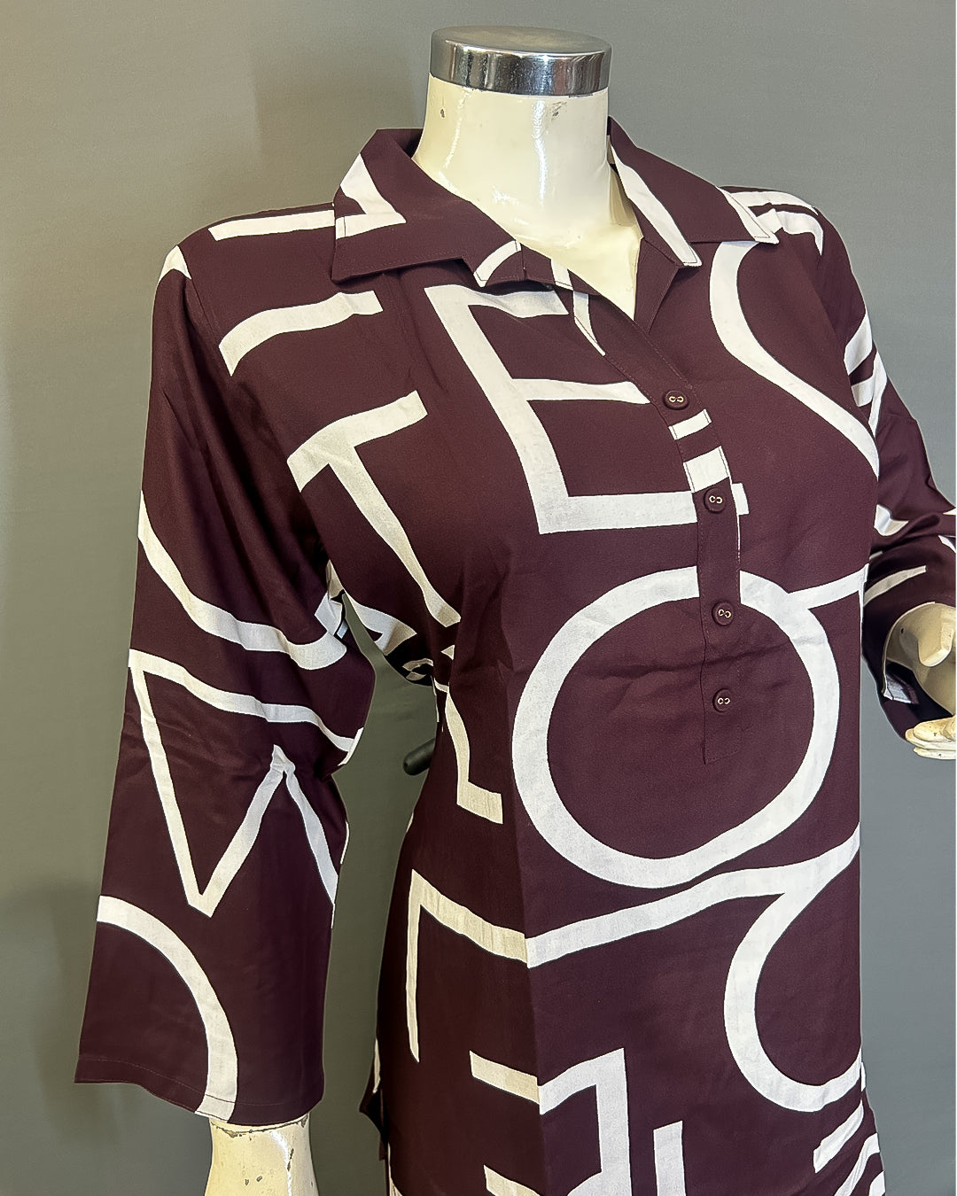 Urban Script Deep Co-ord Set (Maroon Rayon)