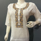 Desert Stripe Embroidered Linen Cotton Kurti Set