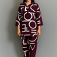 Urban Script Deep Co-ord Set (Maroon Rayon)