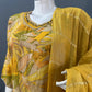 Sunshine Leaf Print Rayon Cotton Kurti Set