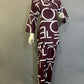 Urban Script Deep Co-ord Set (Maroon Rayon)