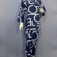 Urban Script Rayon Co-ord Set (Navy Blue)