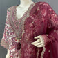 Vintage Burgundy Floral Rayon Cotton Kurti Set