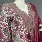 Vintage Burgundy Floral Rayon Cotton Kurti Set