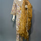 Vintage Gold Floral Rayon Cotton Kurti Set