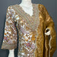 Vintage Gold Floral Rayon Cotton Kurti Set